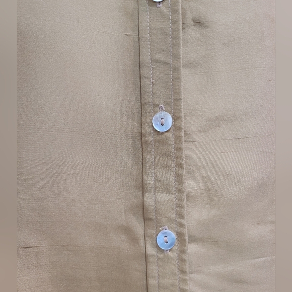 Sleek Silk Gold Button-Up Shirt - Picture 3 of 8